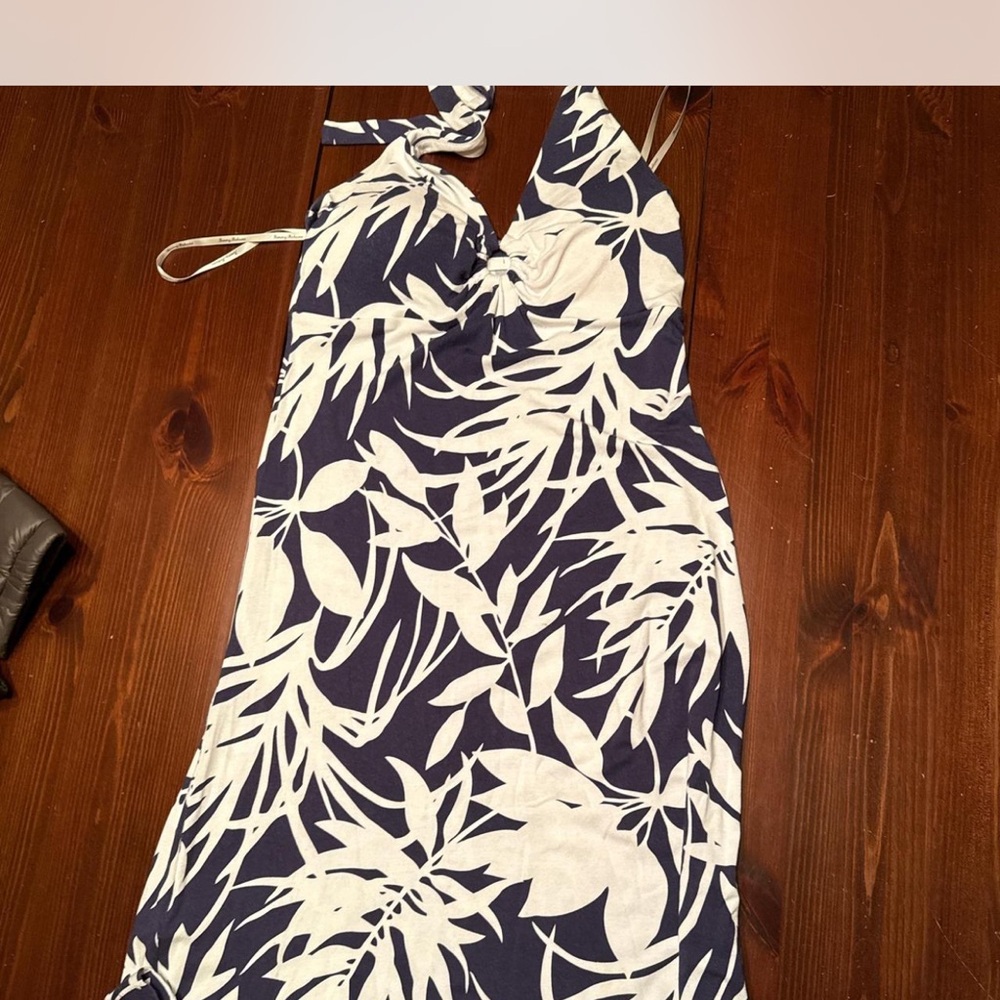 Tommy Bahama One Shoulder Navy and White Dress